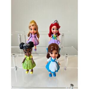 Disney Princess Mini Doll Lot with Ariel, Belle, Tiana and Rapunzel Cake Topper